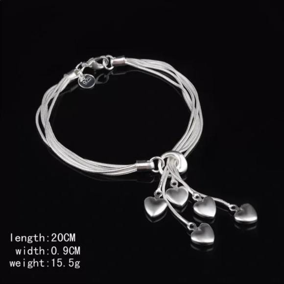 925 STERLING SILVER HEART BRACELET, NICE BRACELET, CUTE BRACELET - Picture 2 of 5
